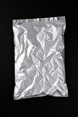Empty silver foil pouch packaging mockup