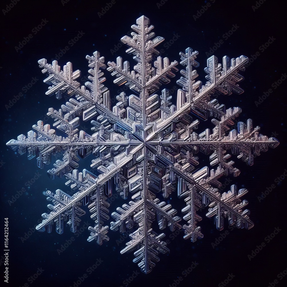 Poster snowflake delicate symmetrical structures with intricate crystal