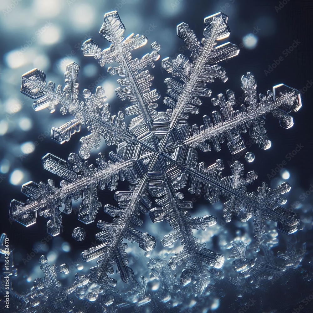 Poster snowflake close up capture the intricate crystalline structure o