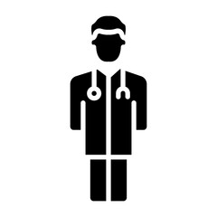 Man Doctor With Stethoscope Vector Glyph Icon Design