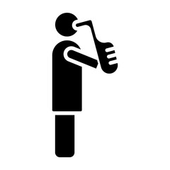 Man Musician With Saxophone Vector Glyph Icon Design