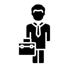 Man Businessman With Suitcase Vector Glyph Icon Design