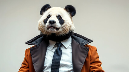 A modern director in a panda bear mask. Quadrober