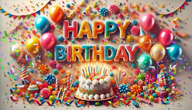 happy birthday decoration and party effect 