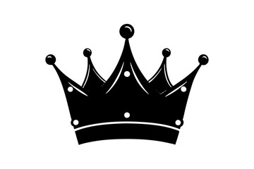 Crown black silhouette vector, Simple silhouette Design vector icon with white background