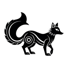 Stylized fox silhouette Illustration.Trible Art Fox Logo Style Illustration