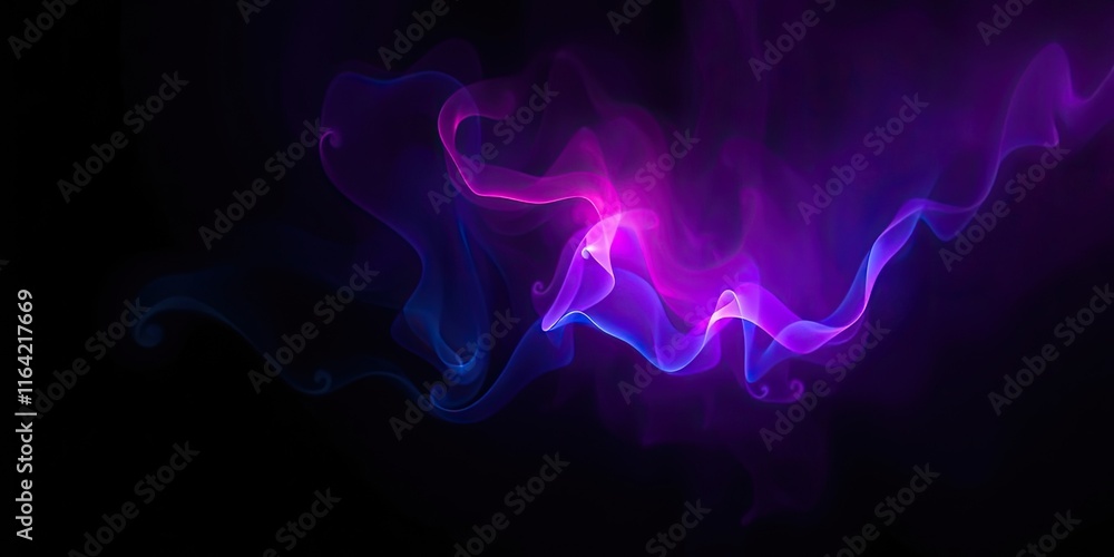 Poster vibrant wisps of purple and blue blend seamlessly in a dark background, creating a mystical atmosphe