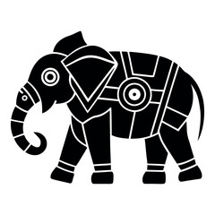 Stylized Mechanical Elephant Logo Style Shilaoutte illustration