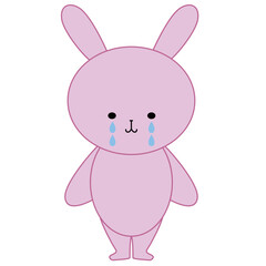 悲しくて涙を流すウサギのイラスト