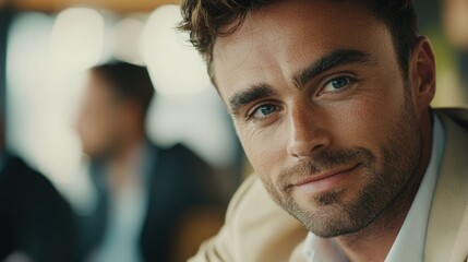 Obraz premium Confident businessman with blue eyes