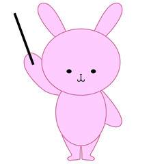 指し棒を持つうさぎのイラスト