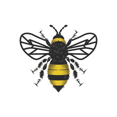 Lovely simple design of a yellow and black bee