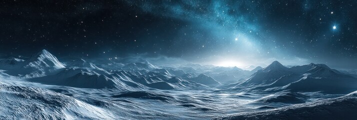 Fototapeta premium Alien Mountains Under a Starry Sky