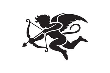 simple and unobtrusive Evil cupid vector silhouette illustration isolated in white background
