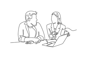 Financial literacy concept. Single line draw design vector graphic illustration.