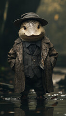 Animals wearing fashionable clothes on the catwalk