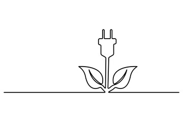 Ecology sustainable continuous one line drawing of Isolated outline vector art