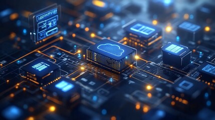 Cloud computing server data center infrastructure digital technology.