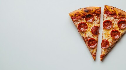 Delicious Pepperoni Pizza Slice on Light Background