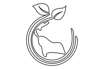 Ecology sustainable continuous one line drawing of Isolated outline vector art