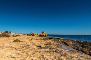 The Remains of an Ancient Civilization's Construction on Mahdia Beach, Tunisia. Norh Africa