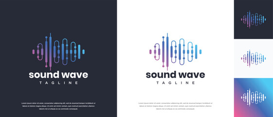 Sound wave logo design template. Music audio wave logo design vector icon