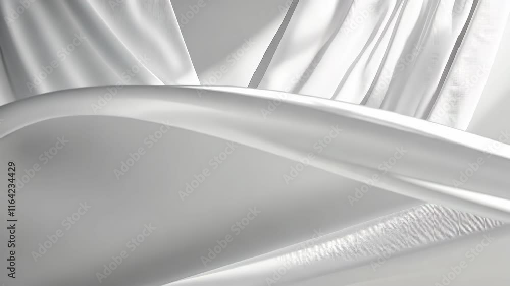 Poster light blue leaves casting soft shadows on a white background, creating a serene and elegant atmosphe