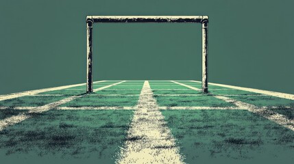 Simple goalpost on textured field.