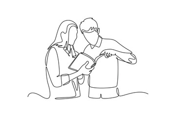  Financial literacy concept. Single line draw design vector graphic illustration.