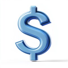 Fototapeta premium Stylized blue dollar sign symbol on a clean white background.