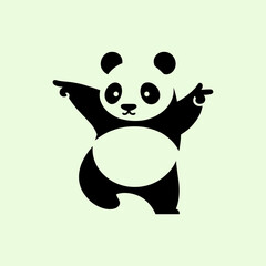 panda bear simple silhouette negative space cute panda bear dance illustation	
with a heart