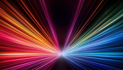 Vibrant multicolored light beams stretching across the canvas, forming a linear gradient with dynamic transitions.
