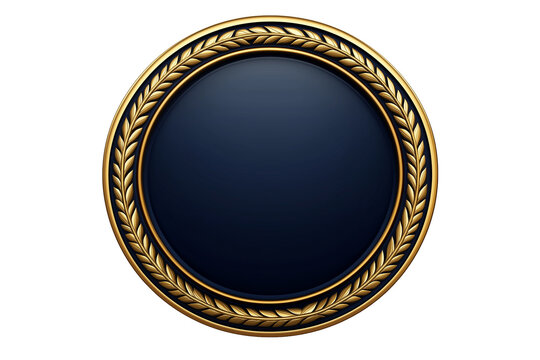 Luxurious blue emblem or medal with a gold colour boarder transparent white background, ideal for awards or premium branding, png