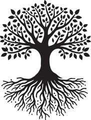 Obraz premium Plant Tree with roots silhouette vector illustration isolated on a white background