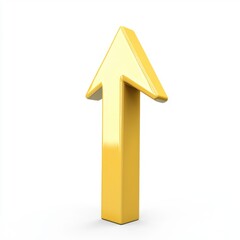A glossy golden arrow pointing upwards, symbolizing growth and progress in a minimalist setting.