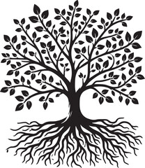 Obraz premium Plant Tree with roots silhouette vector illustration isolated on a white background