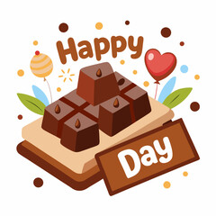 Happy chocolate day, sweetest day, love! flat design poster silhouette vector illustration