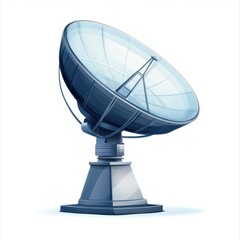 A sleek, modern satellite dish with a reflective surface, capturing signals for communication.