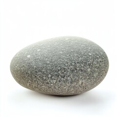 Smooth gray pebble with subtle white speckles on a clean white background.