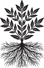 Plant Tree with roots silhouette vector illustration isolated on a white background