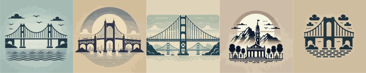 Vector collection of symbols of a bridge