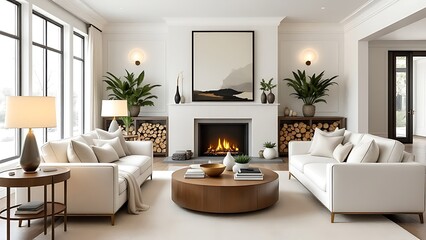 Fototapeta premium Farmhouse interior design of modern living room.