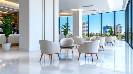 Modern Lobby Interior with Elegant Furniture and Bright Windows