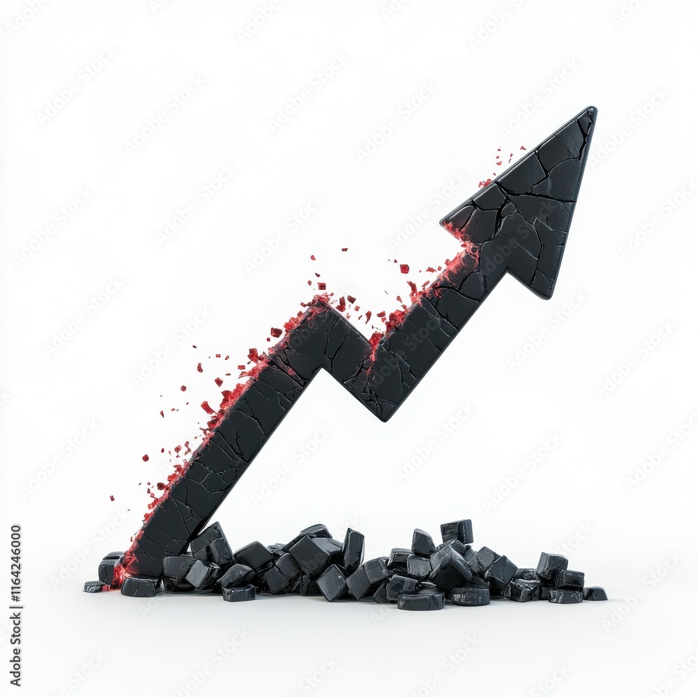 Poster a dynamic upward arrow breaking through obstacles, symbolizing growth and resilience.