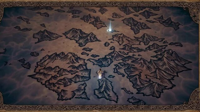 Fantasy Island Archipelago Map, Top-Down Perspective, Strategic Gameplay Location