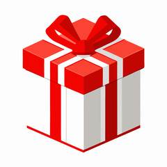 present gift box decorated with red and white ribbon premium stock clip art cartoon doodle freehand sketch drawing isolated vector element illustration on white background
