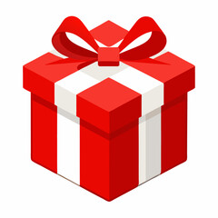 present gift box decorated with red and white ribbon premium stock clip art cartoon doodle freehand sketch drawing isolated vector element illustration on white background

