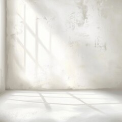 Fototapeta premium Bright, minimalist room with soft shadows creating a serene atmosphere.