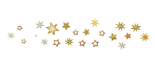 A collection of golden stars arranged on a black background, creating a shimmering and festive ambiance.