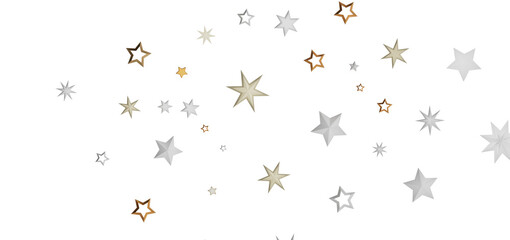A beautiful image of golden and silver stars scattered on a black background, creating a magical and festive atmosphere.